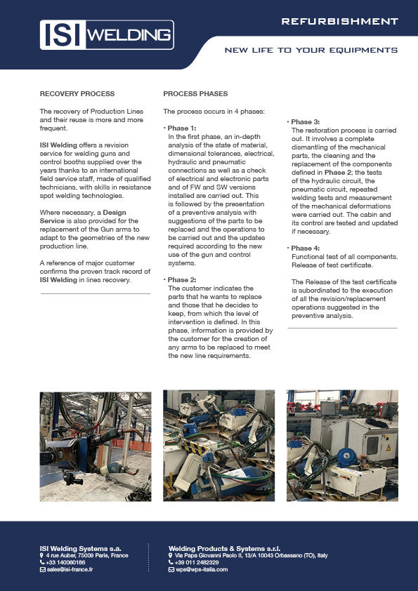 Refurbishment | WPS - Welding Products & Systems